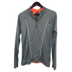 Pearl Izumi Men's Sz L Quarter Zip Cycling Long Sleeve Orange Gray Logo Pullover